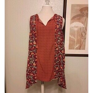 Matilda Jane  Size M Teach Me Tank Top Tunic Floral Burnt Orange Fall High Low